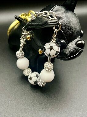 Hand Crafted Black and White Soccer Bead Bracelet